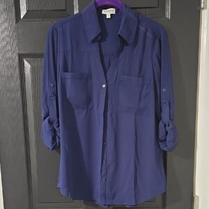 Express Women's Button-Down Portifino Shirt in Royal Blue